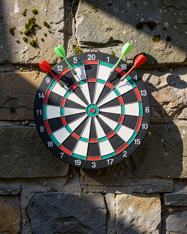 15 İnç Dart Tahtası 4 Metal Uçlu Dart Oku Dayanıklı Ahşap Gövde