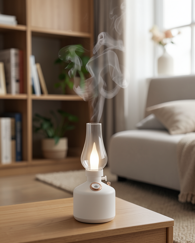 Retro Gaz Lambası Tasarımlı USB Şarjlı Aroma Difüzörü 280 ml Nano Mist Nemlendirici