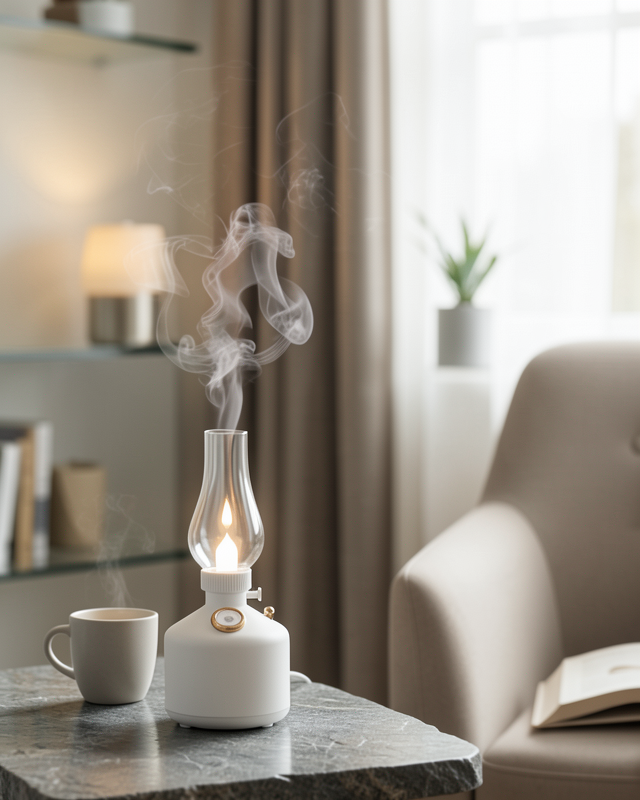 Retro LED Işıklı 1200 mAh Şarjlı Aroma Difüzörü 280 ml Su Kapasiteli