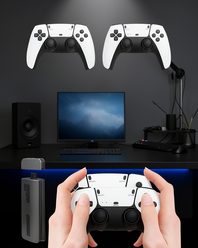 3D 4K 2000 Oyunlu Game Stick Oyun Konsolu Çift Konsol