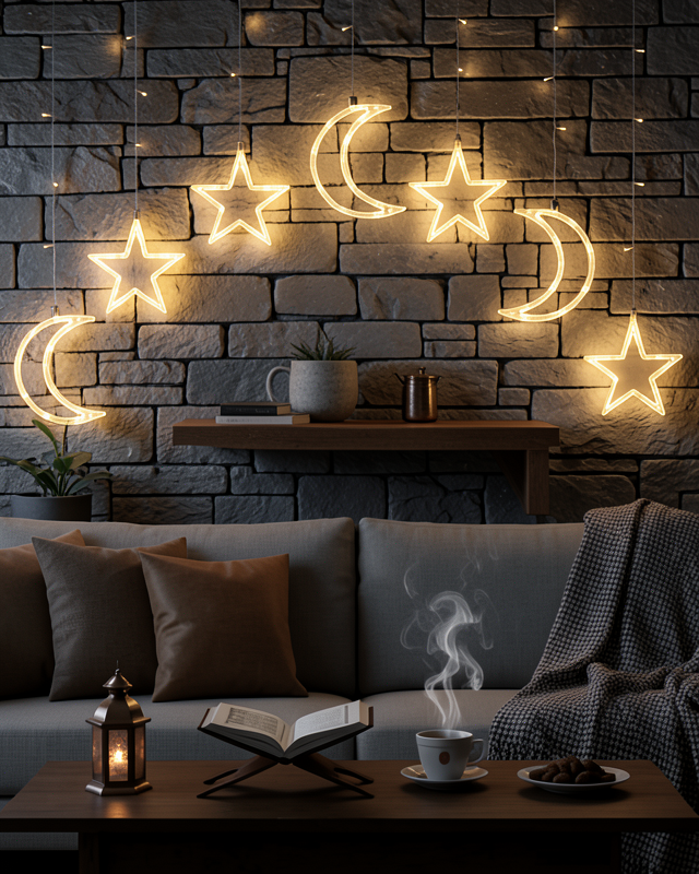Ramazan İçin Büyük Boy Işıklı Ay Yıldız Led