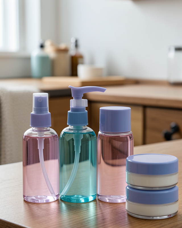 Taşınabilir 5’li Seyahat Banyo Seti Şeffaf Kozmetik Kapları