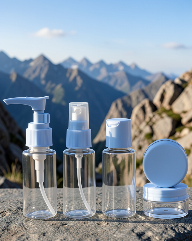 5’li Seyahat Dolum Şişe Seti 30 ml Şeffaf Taşıma Çantalı