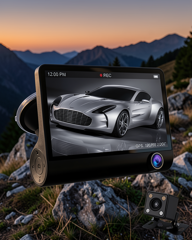 Araç DVR Kamera Çift Lensli 4 İnç Ekranlı G Sensörlü