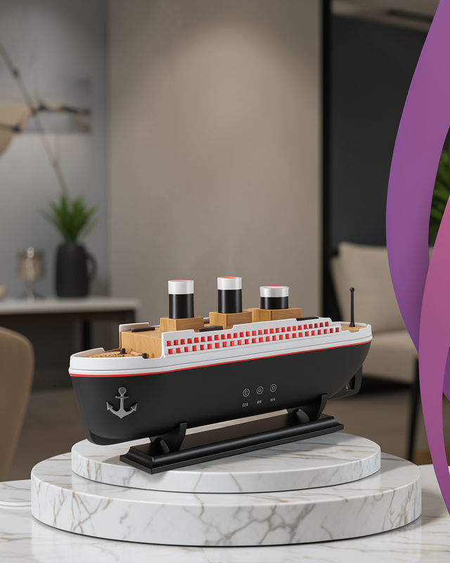 Ultra Sessiz Titanik Gemi LED Işıklı Aroma Difüzörü Oda Nemlendirici