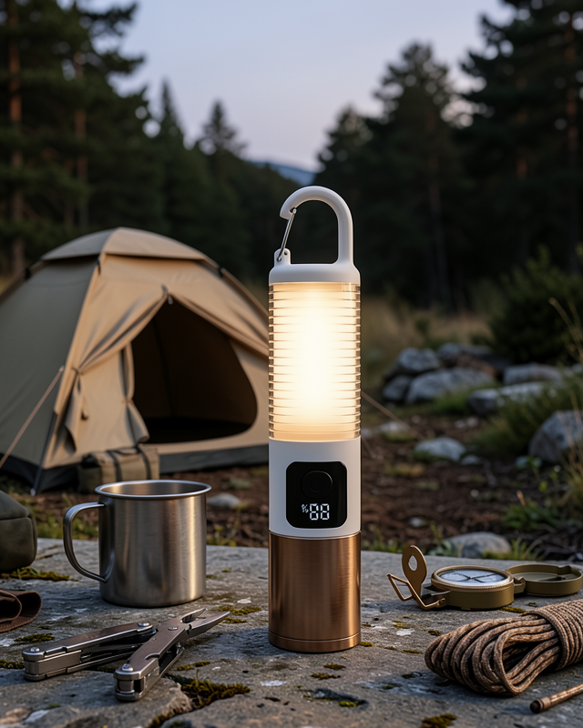 Taşınabilir LED Kamp Feneri USB Şarjlı Yüksek Parlaklık 500 Lümen Güç Göstergeli