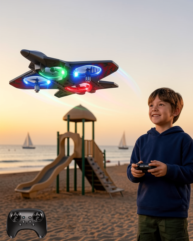 Uzaktan Kumandalı LED Işıklı Drone Uçak 360 Derece Dönüş Özellikli Oyuncak Drone