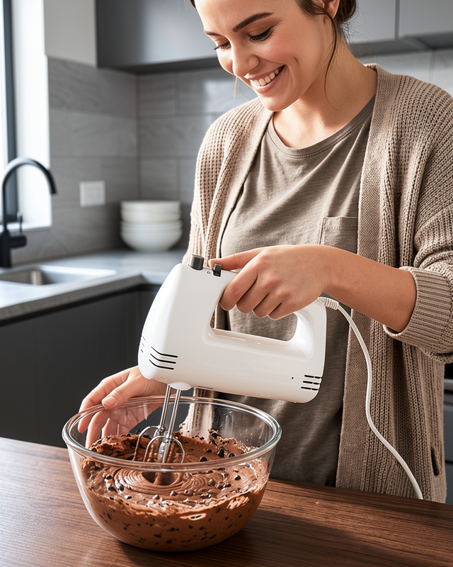 Paslanmaz Çelik Çırpıcılı El Mikseri 250W Çok Kademeli Mutfak Mikseri