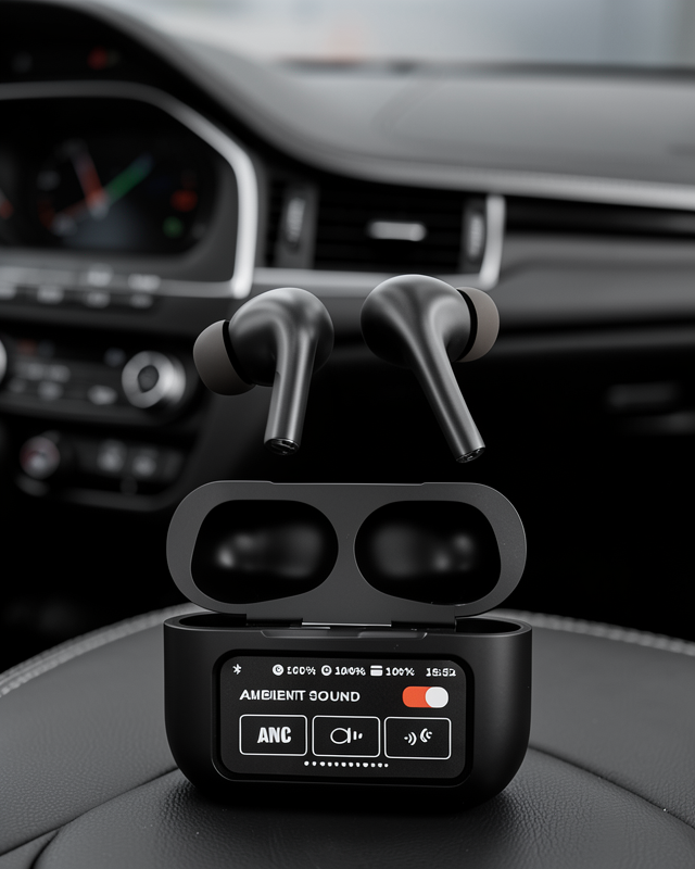 Kablosuz Bluetooth Kulaklık Ekranlı Uzun Şarj Süreli ANC Destekli