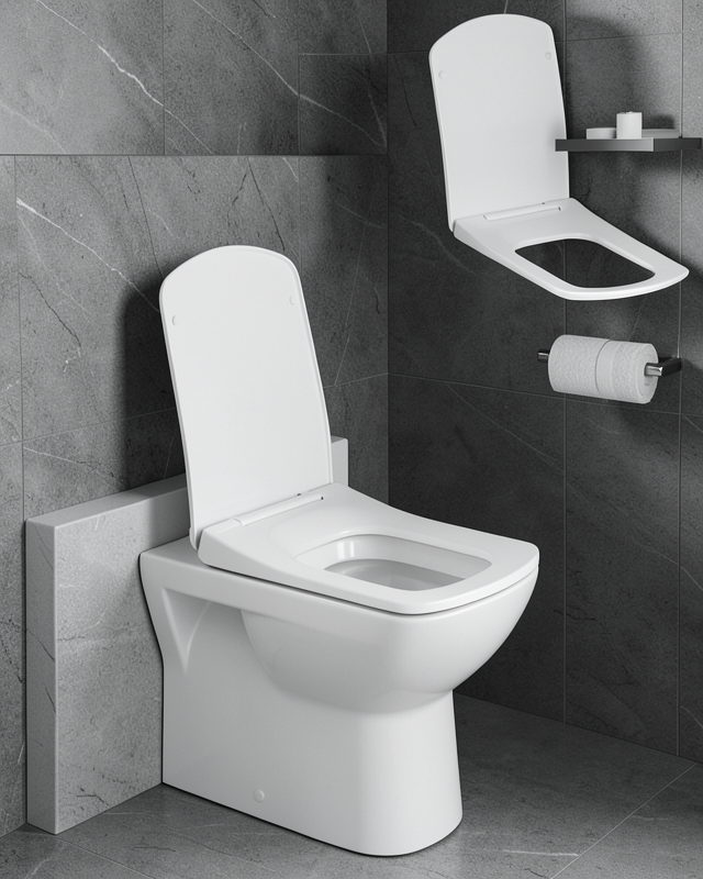 Kare Slim Klozet Kapağı Sessiz Kapanma Dayanıklı Tasarım