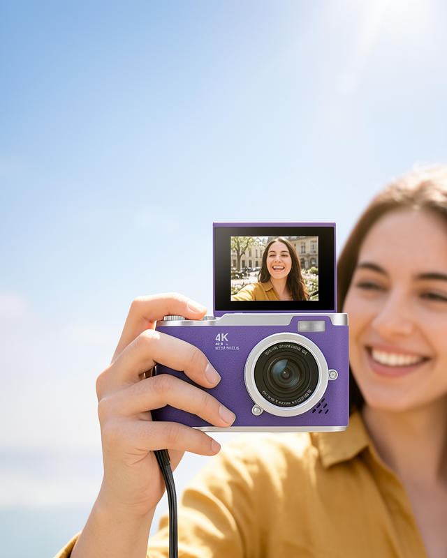 4K Dijital Kamera 48 MP Flip Ekran Vlog ve Fotoğraf Makinesi