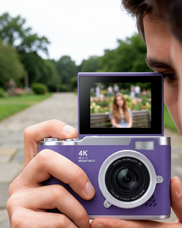 4K Kompakt Kamera 48 MP Autofocus Flash Özellikli Vlog Kamera