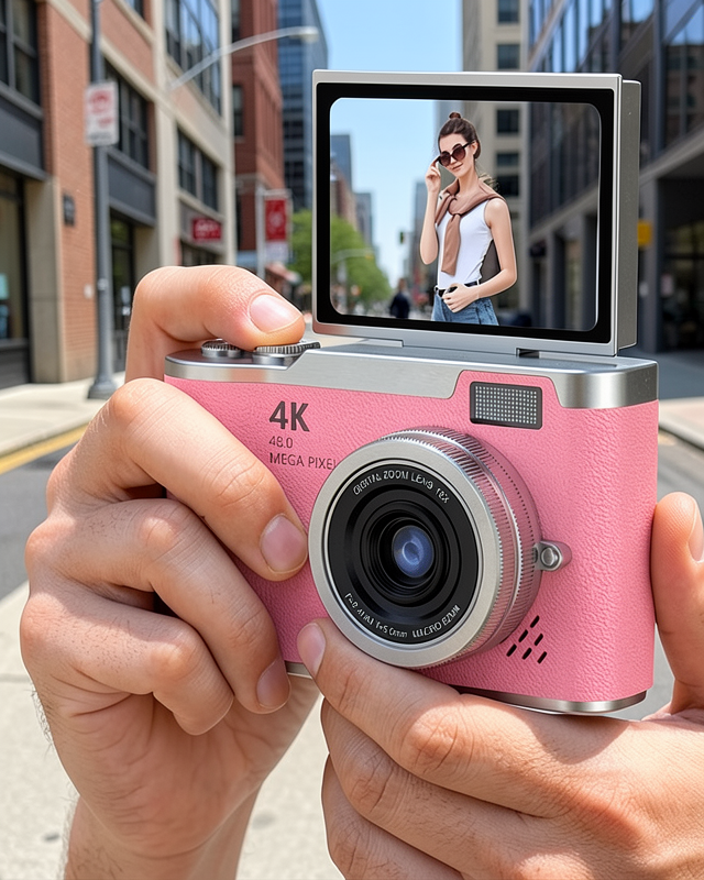 48 MP Dijital Kamera Flip Ekran 18x Zoom Vlog Selfie Kamera