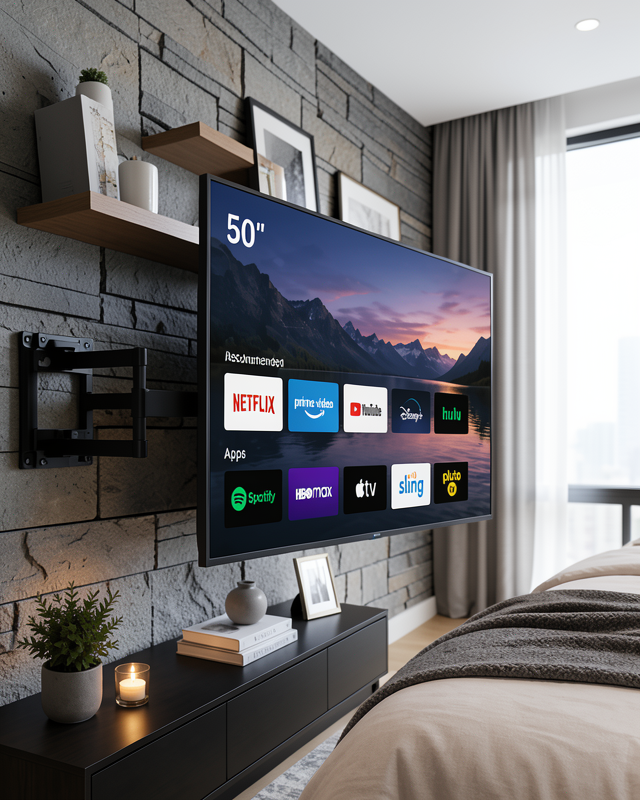32 55 İnç TV Askı Aparatı Hareketli Duvar Askısı Döner Televizyon Tutucu