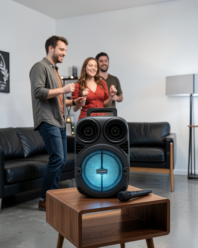 Bluetooth Taşınabilir Karaoke Hoparlör 6.5 İnç Mikrofonlu RGB Işıklı USB TF Kart Destekli