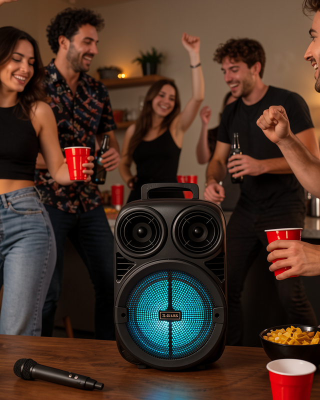 Kablosuz Karaoke Hoparlör Mikrofonlu RGB Işıklı 6.5 İnç Bluetooth Speaker Taşınabilir