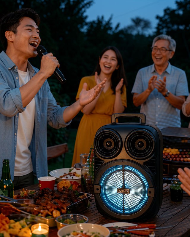 RGB Işıklı Bluetooth Karaoke Hoparlör Mikrofonlu USB TF Kart Destekli Taşınabilir Speaker