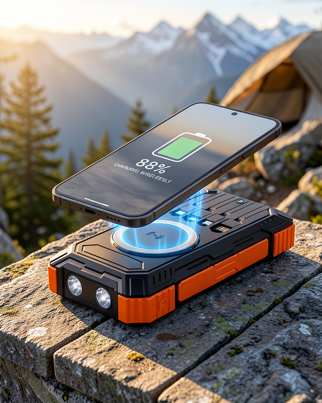20000 mAh Powerbank Güneş Enerjili Kablosuz Şarj Hızlı Şarj Taşınabilir Batarya