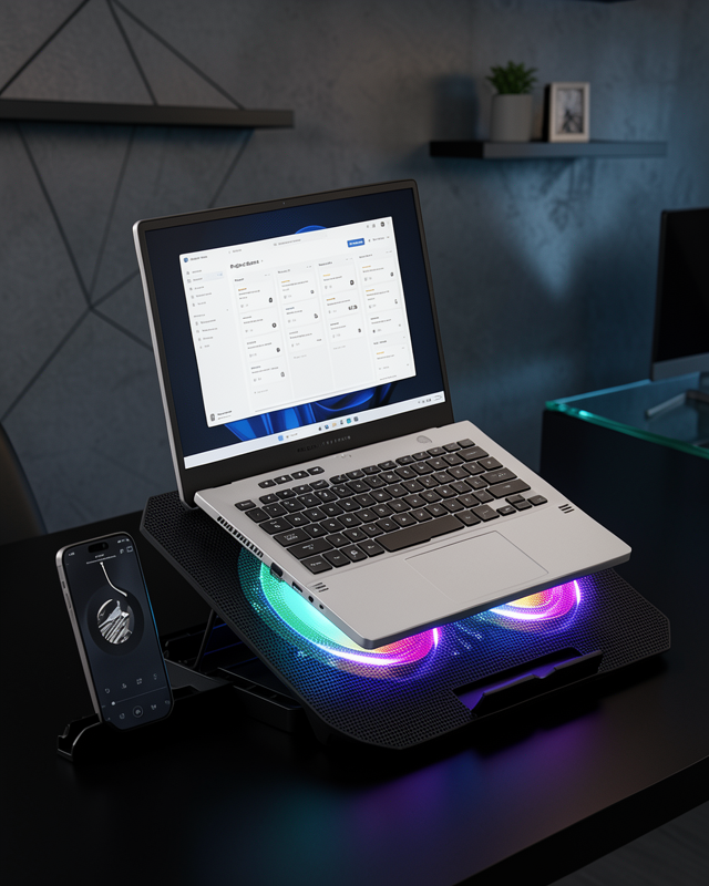 RGB Fanlı Laptop Soğutma Standı USB Girişli Notebook Yükseltici