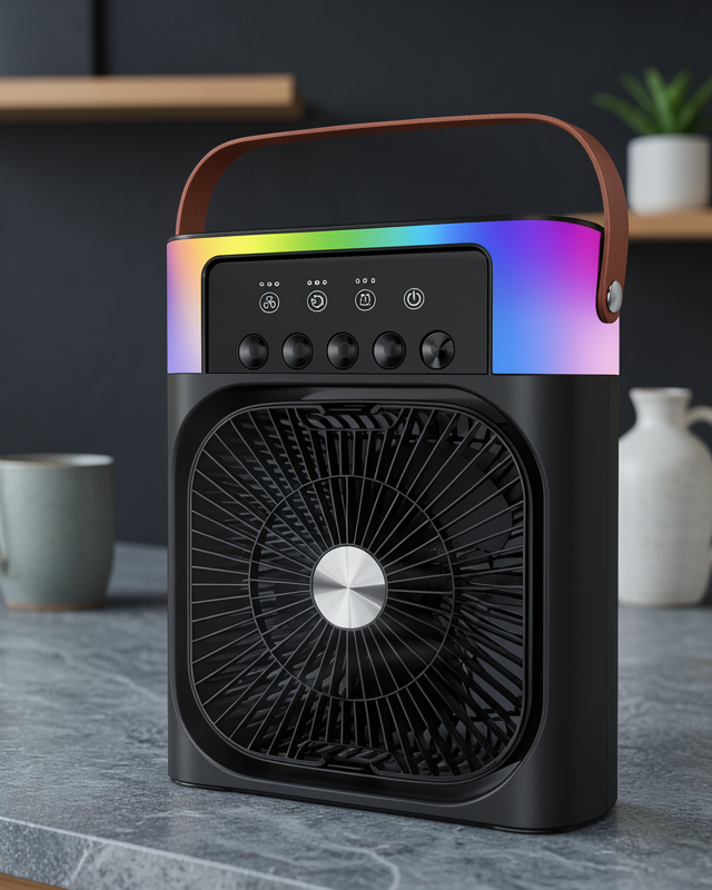 Taşınabilir Sprey Fan RGB Işıklı Mini Klima Soğutucu Nemlendirici USB Şarjlı