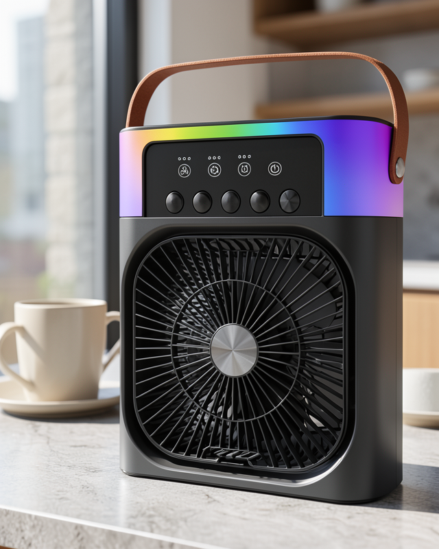 Mini Klima Fan Buharlı Soğutucu RGB Led Işıklı Taşınabilir Masaüstü Fan