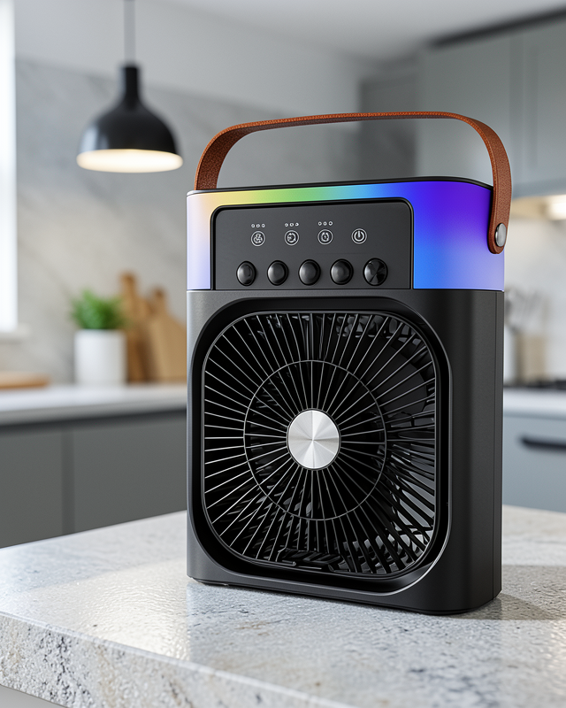 RGB Işıklı Buharlı Masaüstü Fan Sessiz Çalışan USB Şarjlı Taşınabilir Fan
