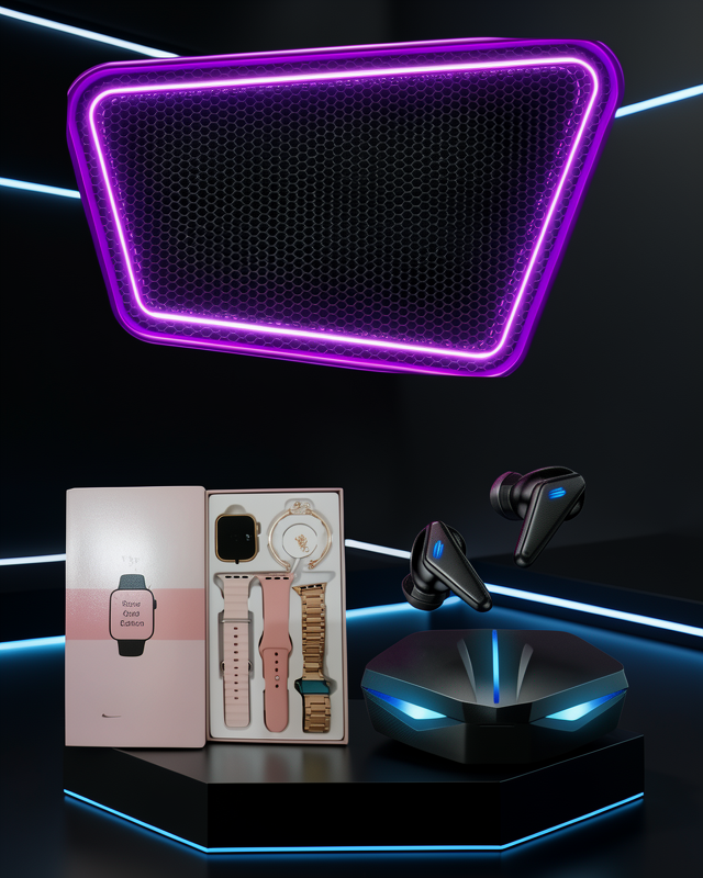 Kadınlar İçin Dokunmatik Ekran Akıllı Saat ve Gamer Kablosuz Bluetooth Kulaklık ANC Özelliği