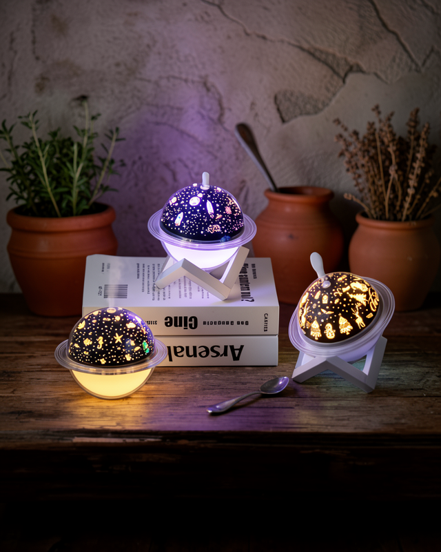 Hava Nemlendirici Masa ve Gece Lambası USB Projeksiyon Aromaterapi