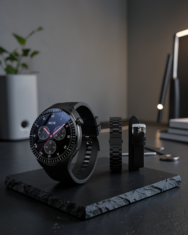 Amoled Ekran Metal Deri Silikon Kordonlu Uyku ve Sağlık Takibi