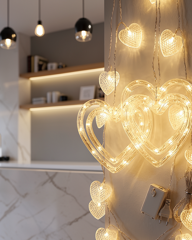 Romantik Kalp LED Işık Neon Görünümlü Dekoratif Oda Lambası