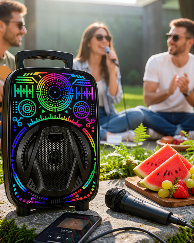 Karaoke Hoparlör RGB LED Işıklı USB FM Radyo Destekli Taşınabilir Speaker