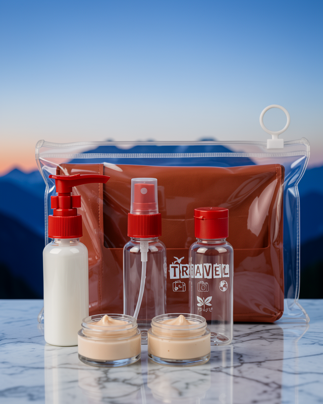 5 Parça Kozmetik Dolum Şişesi Seti Seyahat Tipi Sızdırmaz Bakım Kabı
