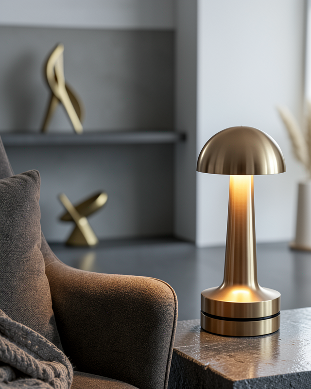 Dokunmatik Mantar Gece Lambası Bronz LED Masa Aydınlatması