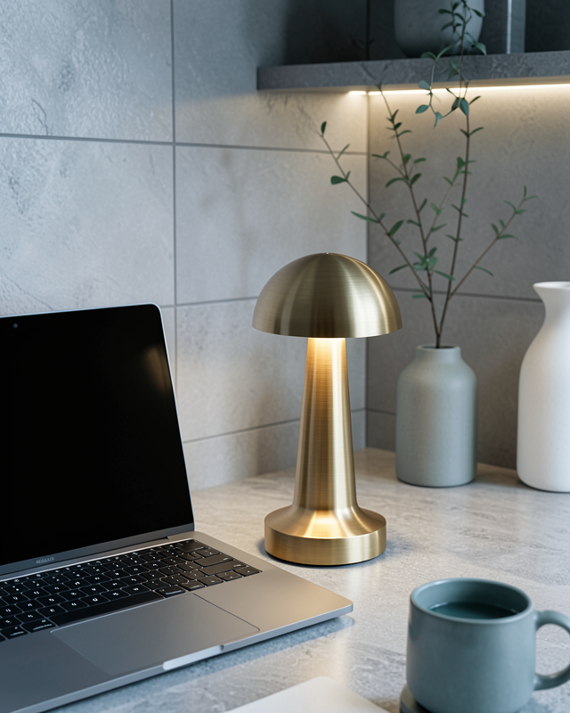 Modern Bronz Mantar Masa Lambası LED Dokunmatik Dekoratif Aydınlatma