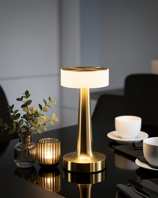 Şarjlı Gold Mantar Masa Lambası Dimmer Ayarlı Kablosuz LED Lamba