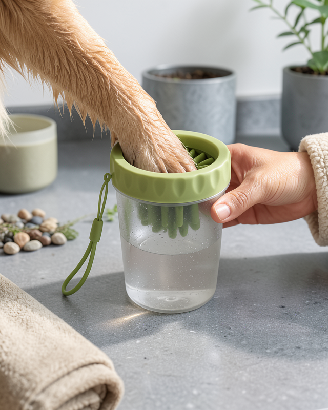 Silikon Fırçalı Köpek Pati Temizleme Kabı Orta ve Büyük Irklar İçin