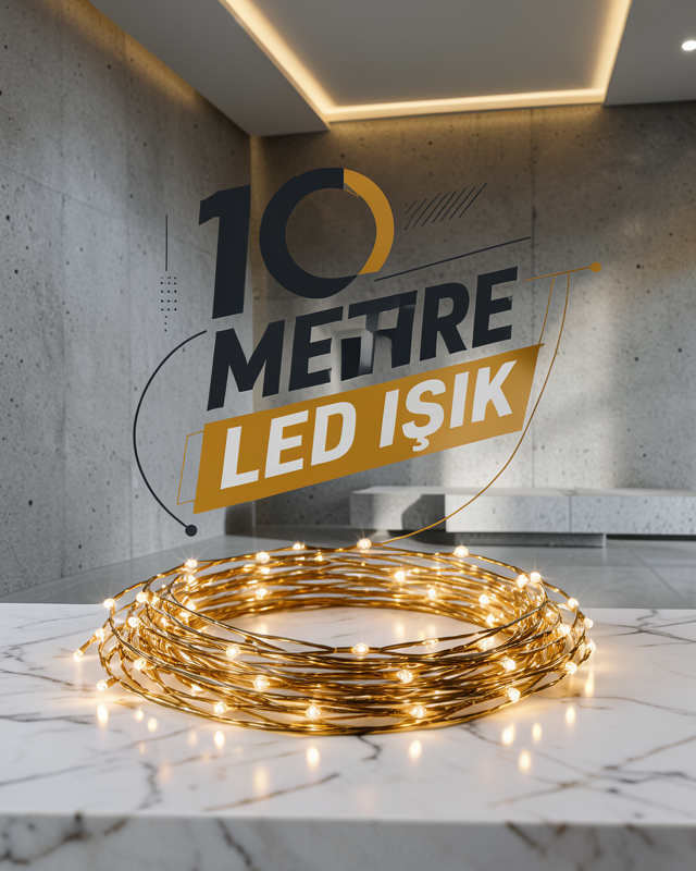 10 Metre Led Işık Gün Işığı Her Ortama Uygun Ampüllü