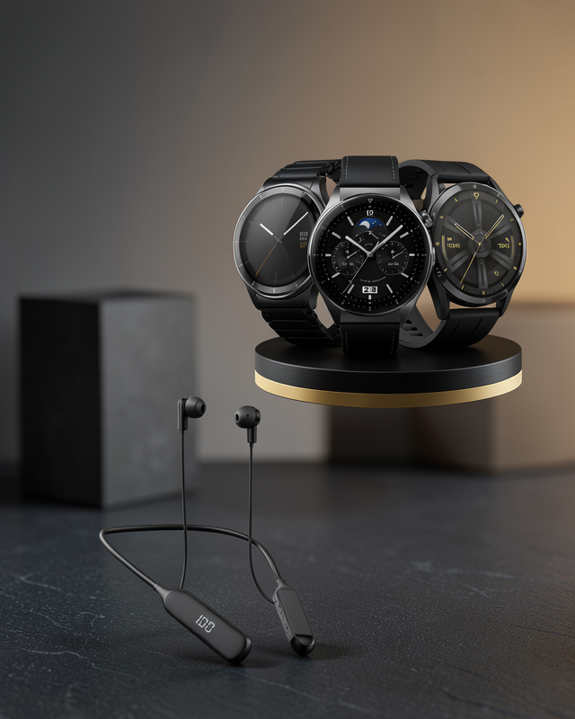 Alarm ve Titreşim Özellikli Akıllı Saat ve Mikrofonlu Kablolu Bluetooth Kulaklık 60 Saat