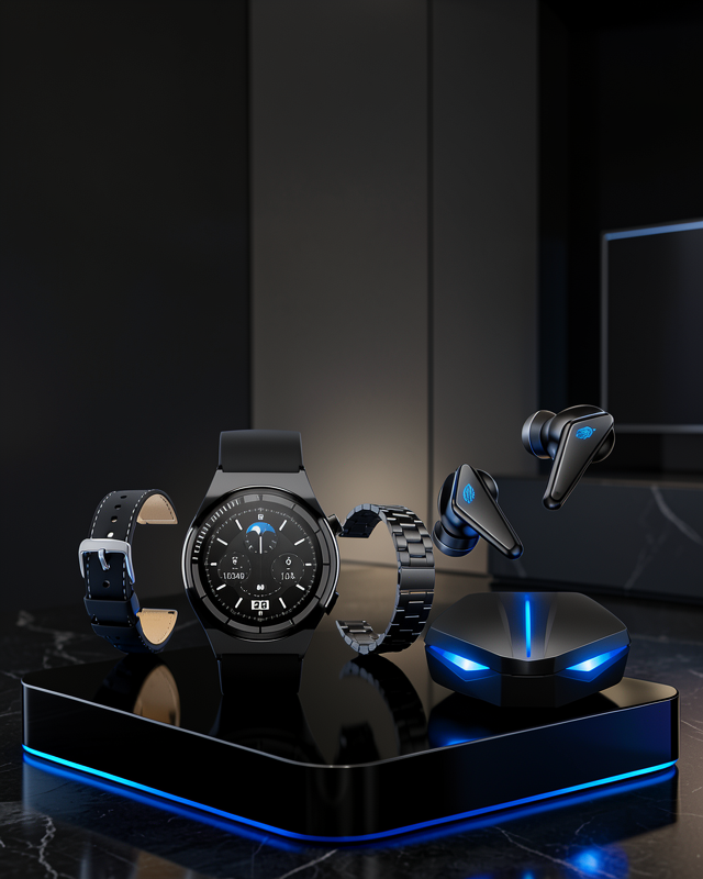 Kablosuz Bluetooth Bağlantılı Kulaklık ve Dokunmatik Ekran Akıllı Saat Arama Cevaplama