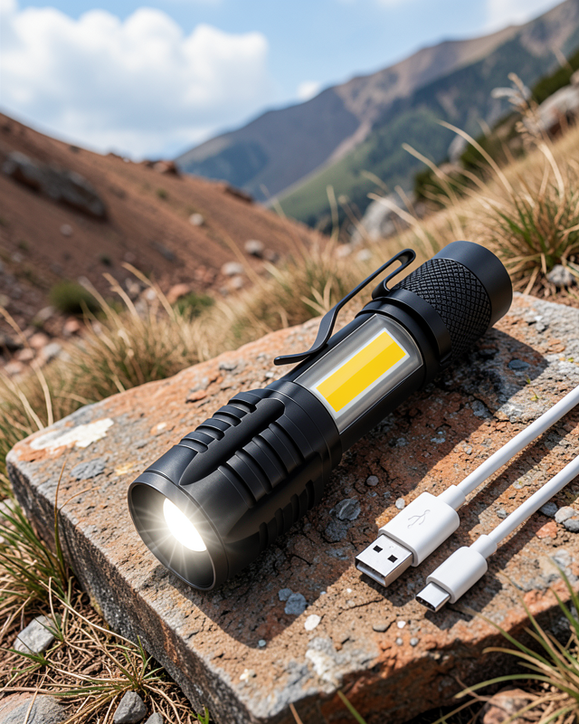 El Feneri Led USB Şarjlı Zoom Mini Led Işık Acil Durum Feneri