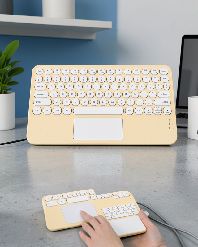 Touchpad Tüm Cihazlara Uyumlu Bluetooth Klavye Touchpad Slim Kablosuz Wifi Q Klavye