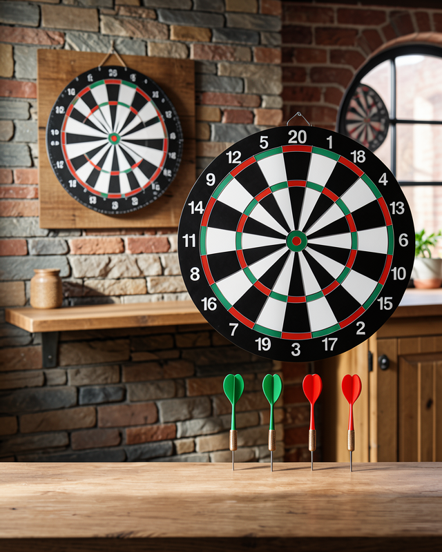 12 İnç Ahşap Dart Tahtası 4 Adet Metal Uçlu Dart Oku Dahil