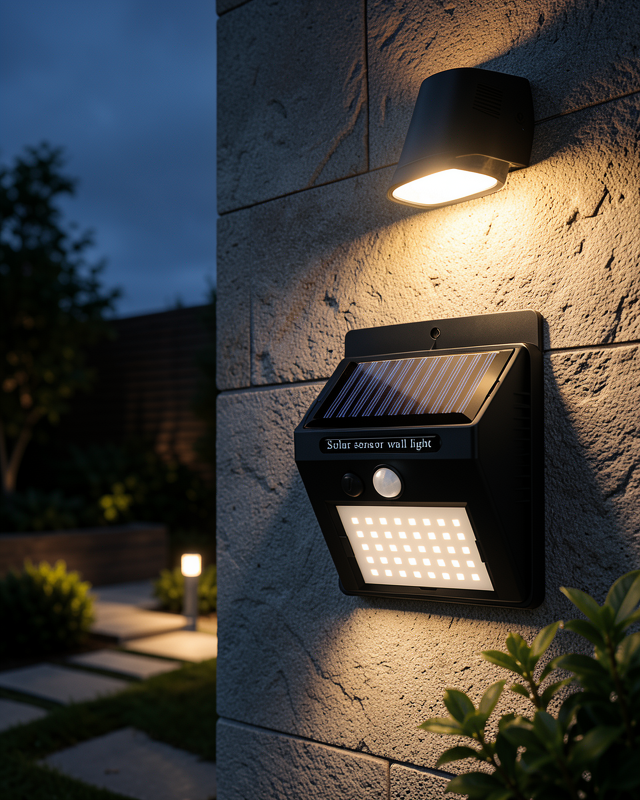 Sensörlü, Güneş Enerjili LED Duvar Lambası Bahçe ve Balkon Aydınlatma
