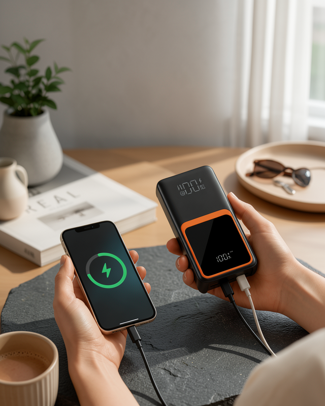 20.000 mAh Taşınabilir Şarj Cihazı Dijital Göstergeli Kablolu Powerbank