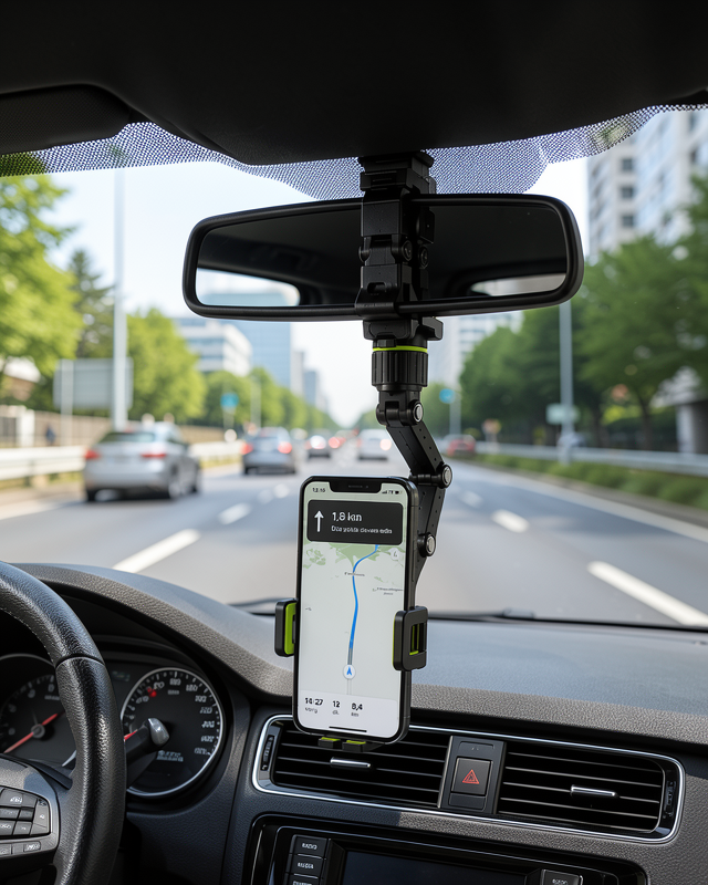 Araç İçi Dikiz Aynası Telefon Tutucu 360° Dönebilen Katlanabilir
