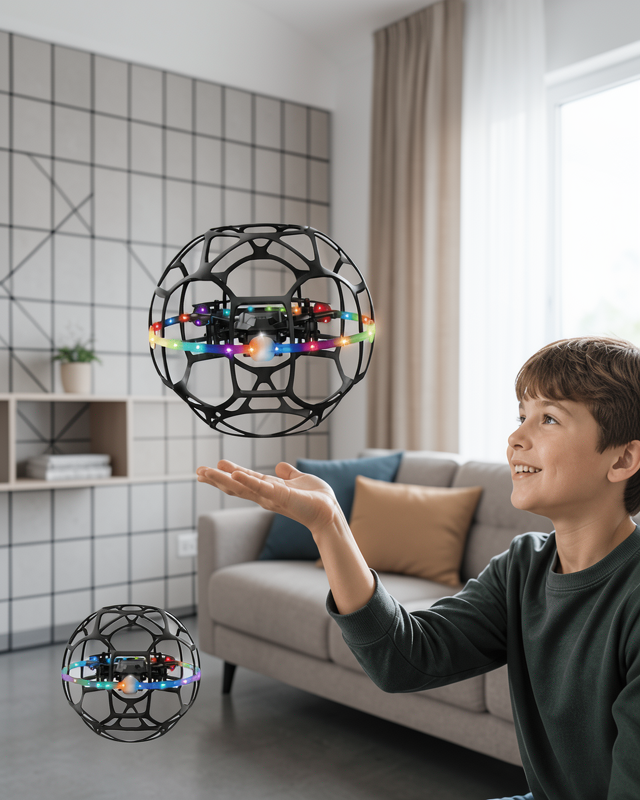 LED Işıklı Futbol Topu Mini Drone Akıllı Sensörlü El Kontrollü