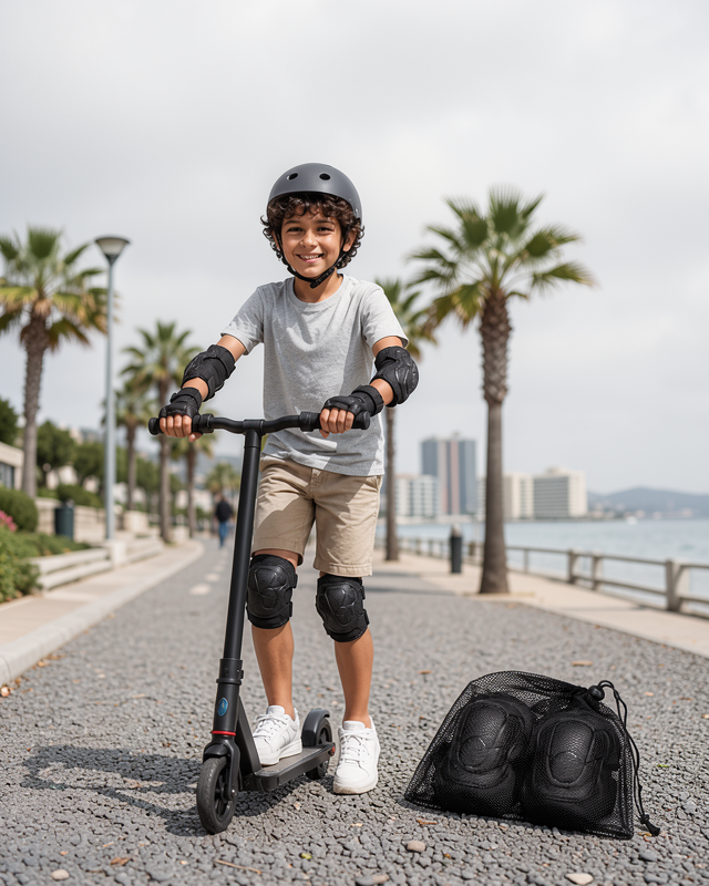 Çocuk Kaykay Paten Scooter Bisiklet Koruyucu Dizlik Seti 2 Adet Siyah