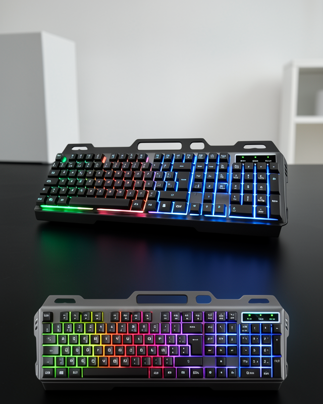 Led Işıklı Oyuncu Klavye Usb Girişli RGB Işıklı Q Klavye Mouse Hediyeli