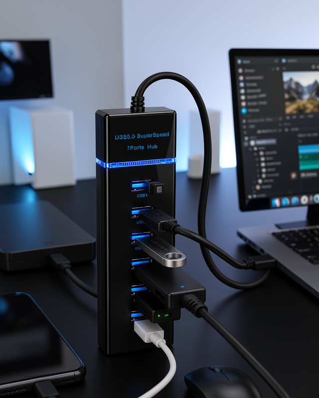 7 Port USB 3.0 Hub 5Gbps Süper Hızlı USB Çoklayıcı