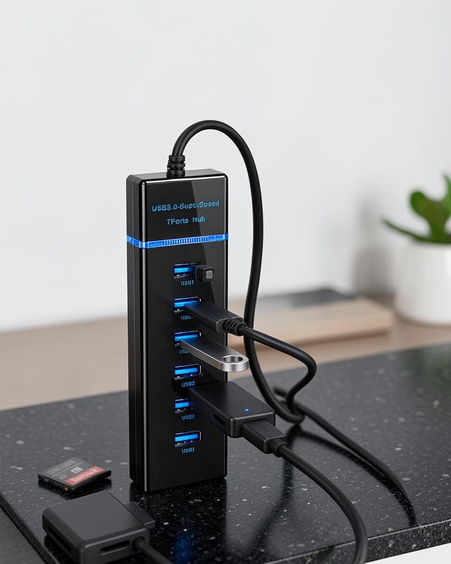 USB 3.0 Çoklayıcı 7 Port Yüksek Hızlı Veri Aktarım